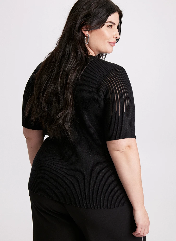 Linear Rhinestone Motif Sweater