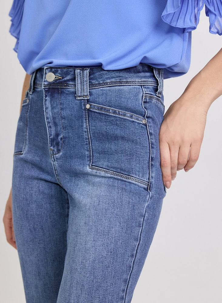 Patch Pocket Straight-Leg Jeans