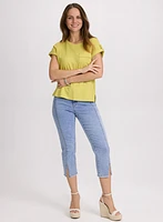 Capri en denim orné de pierres
