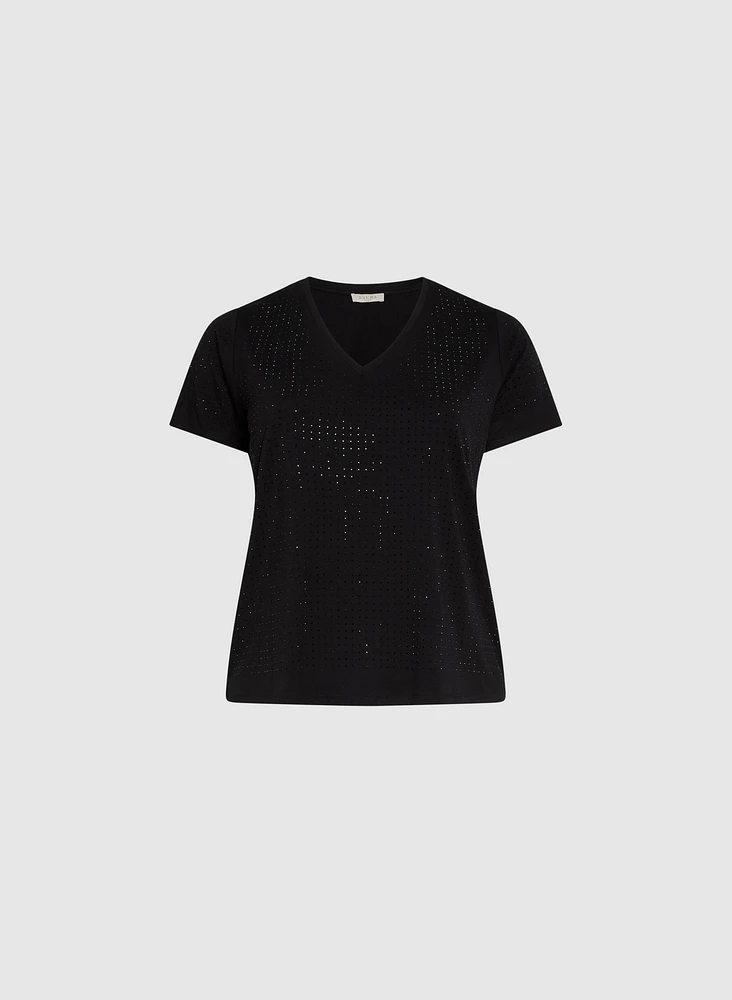 Tonal Stone Embellished T-Shirt