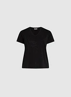 Tonal Stone Embellished T-Shirt