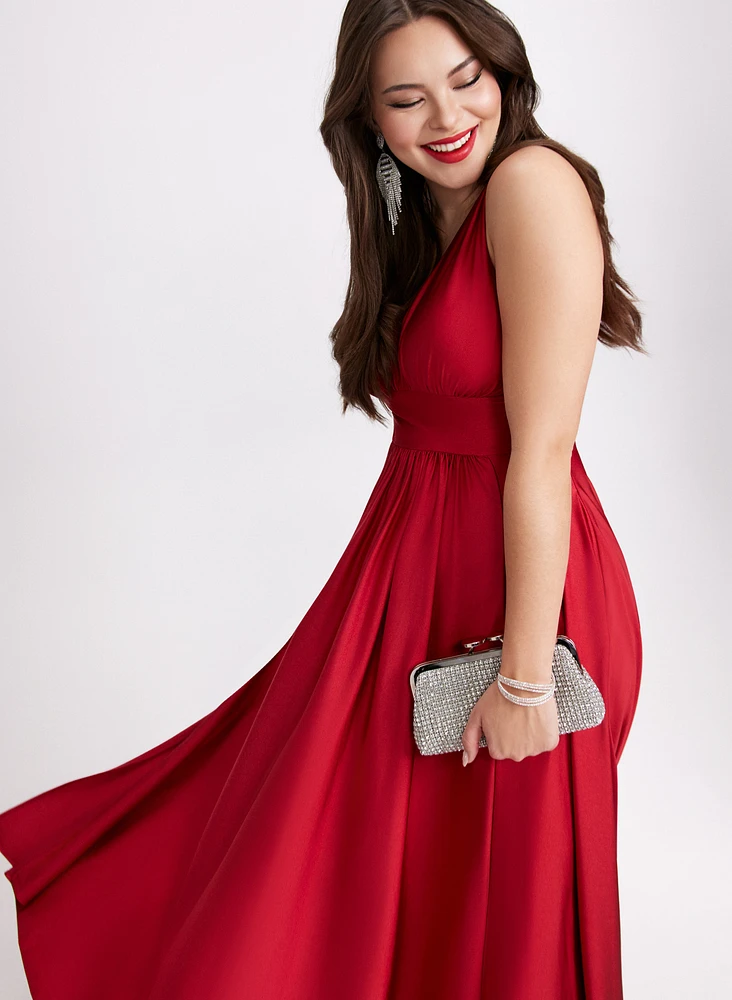 Sleeveless Plunging Neckline Dress