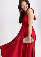 Sleeveless Plunging Neckline Dress