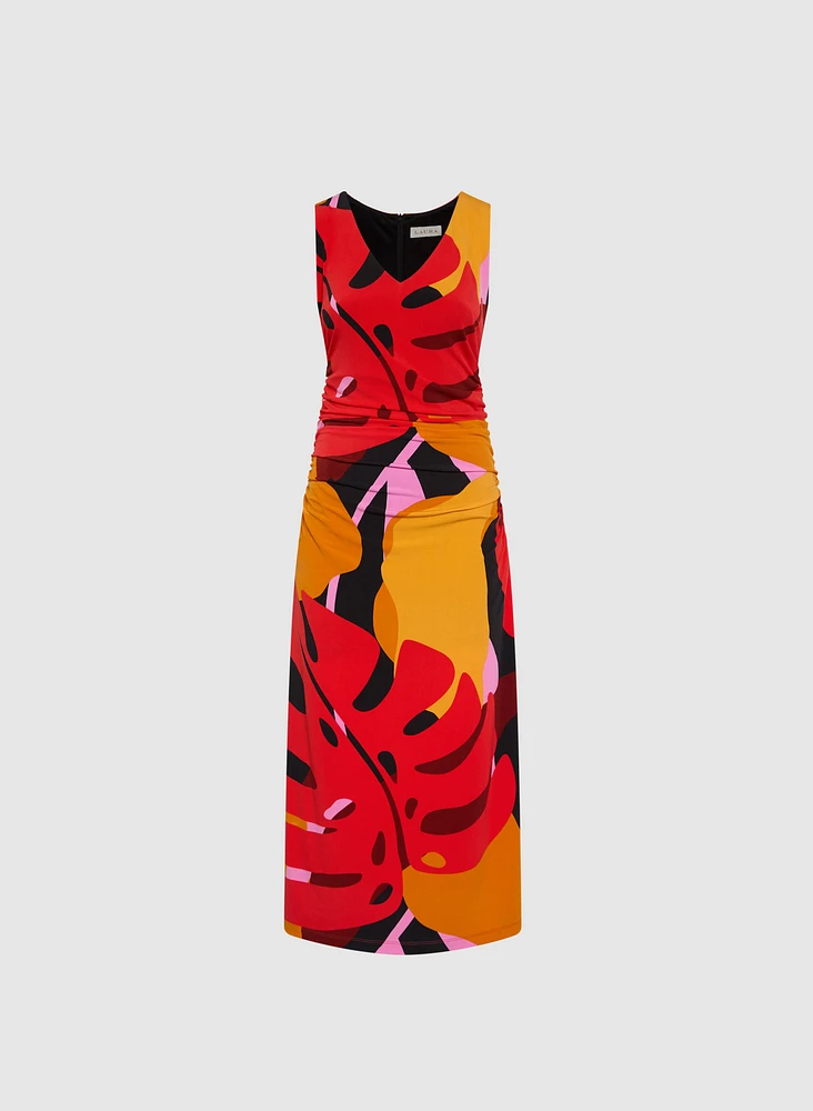 Robe maxi à motif feuilles