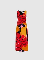Robe maxi à motif feuilles