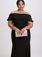 Off-Shoulder Sheer Panel Dress