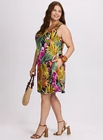 Palm Print A-Line Dress