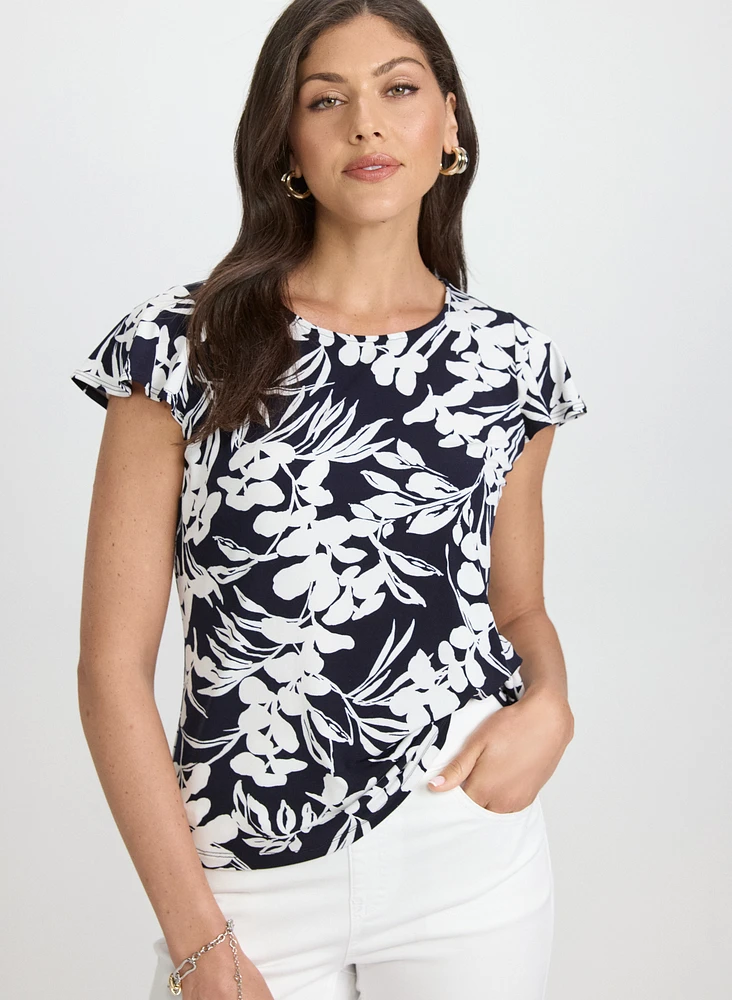 Floral Flutter Sleeve Top