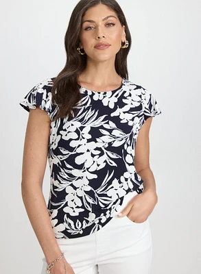 Floral Flutter Sleeve Top