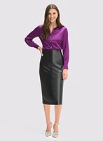Satin Button-Down Blouse