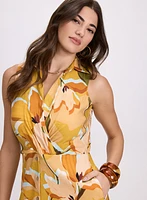 Robe cache-coeur boutonnée à motif floral
