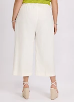 Stretch Linen Wide-Leg Capris
