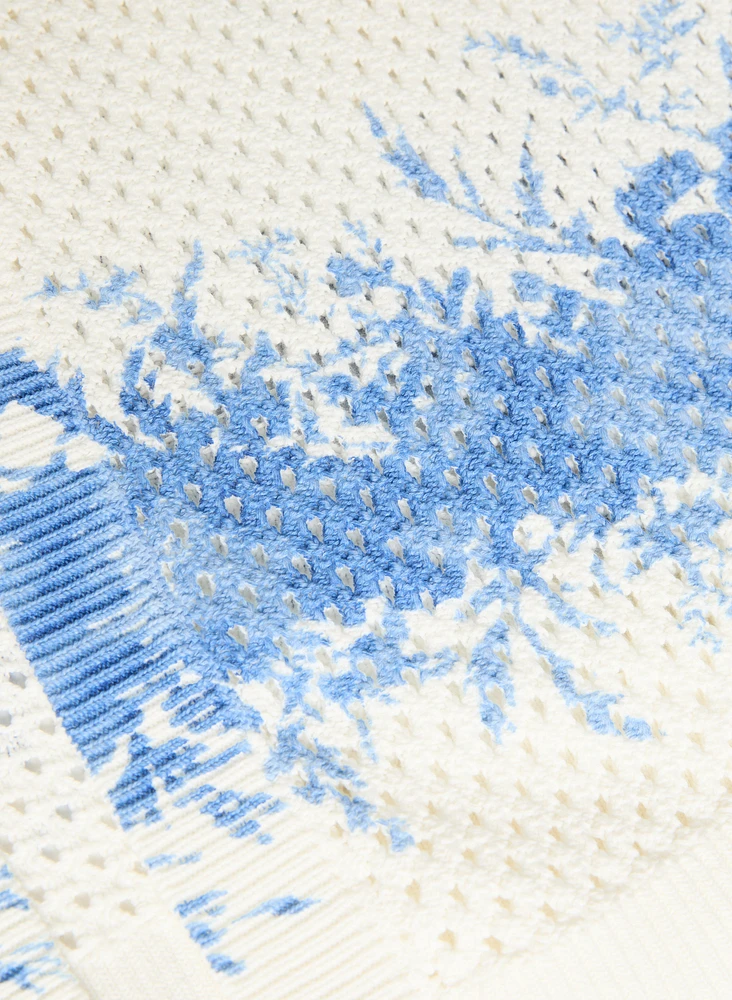 Cardigan en tricot ajouré à imprimé abstrait