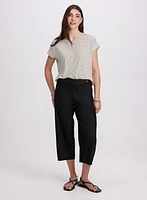 Linen-Blend Wide-Leg Capris