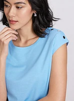 Metallic Button T-Shirt