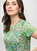 Drawstring Detail Paisley T-Shirt