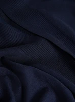 Ribbed Trim Open-Front Cardigan