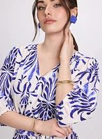 Printed Elbow Sleeve Dress