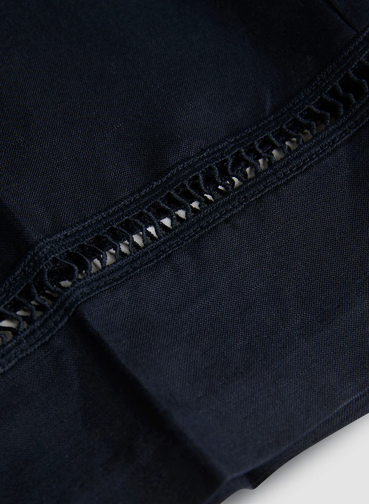 Capri jambe large en mélange de lin