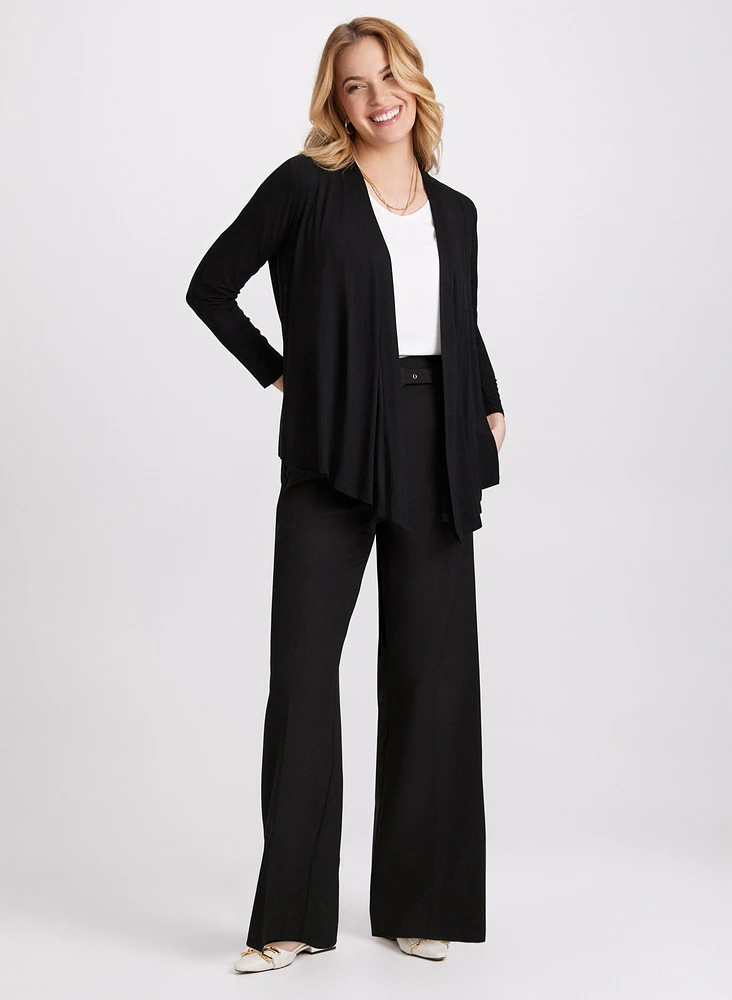 Open-Front Asymmetric Hem Cardigan