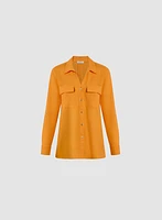 Rolled Sleeves Linen Blend Blouse