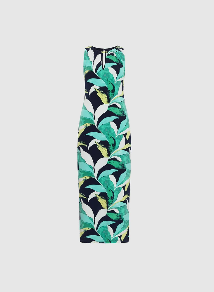 Tropical Print Midi Dress