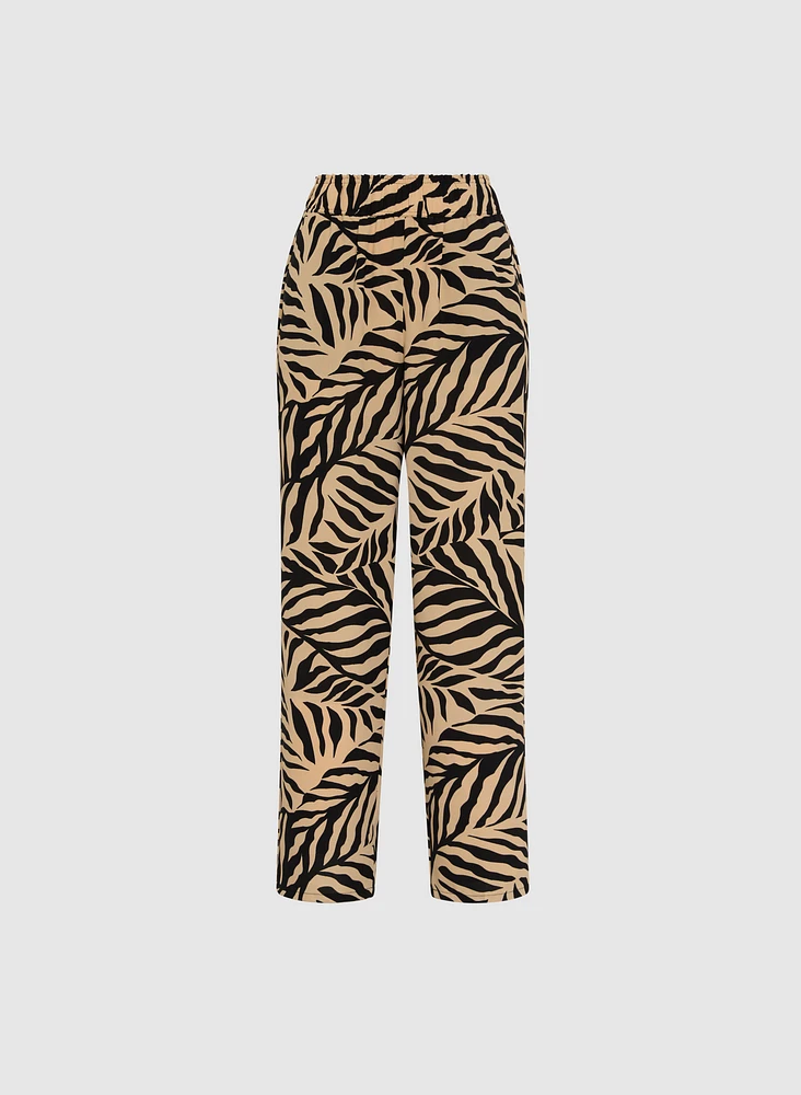 Pantalon Olivia large à motif palmier