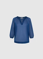 Cotton Split Neck Blouse
