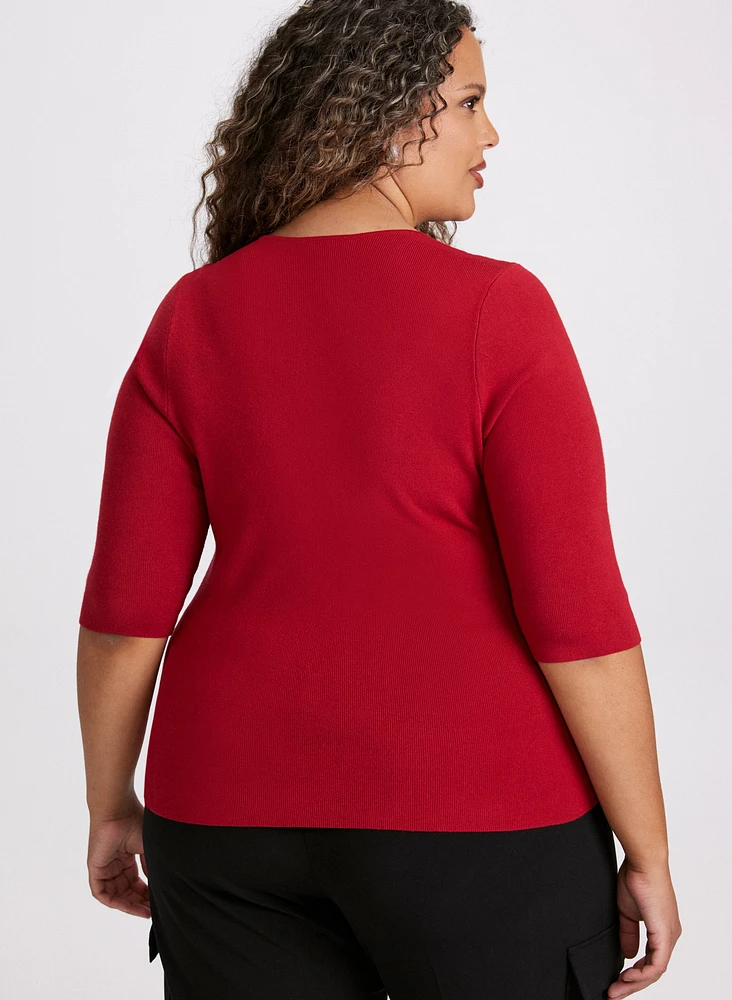 Rhinestone Trim Sweater