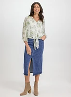 Floral Tied Hem Blouse