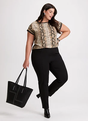 Snake Print Top & Slim-Leg Pants