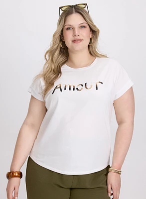 T-shirt à lettrage orné