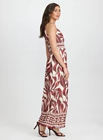 Robe maxi à motif feuilles