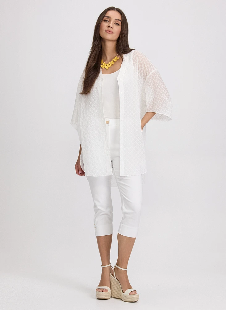 Cotton Grid Print Blouse
