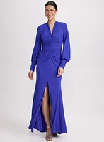 Ruched Crepe Dress
