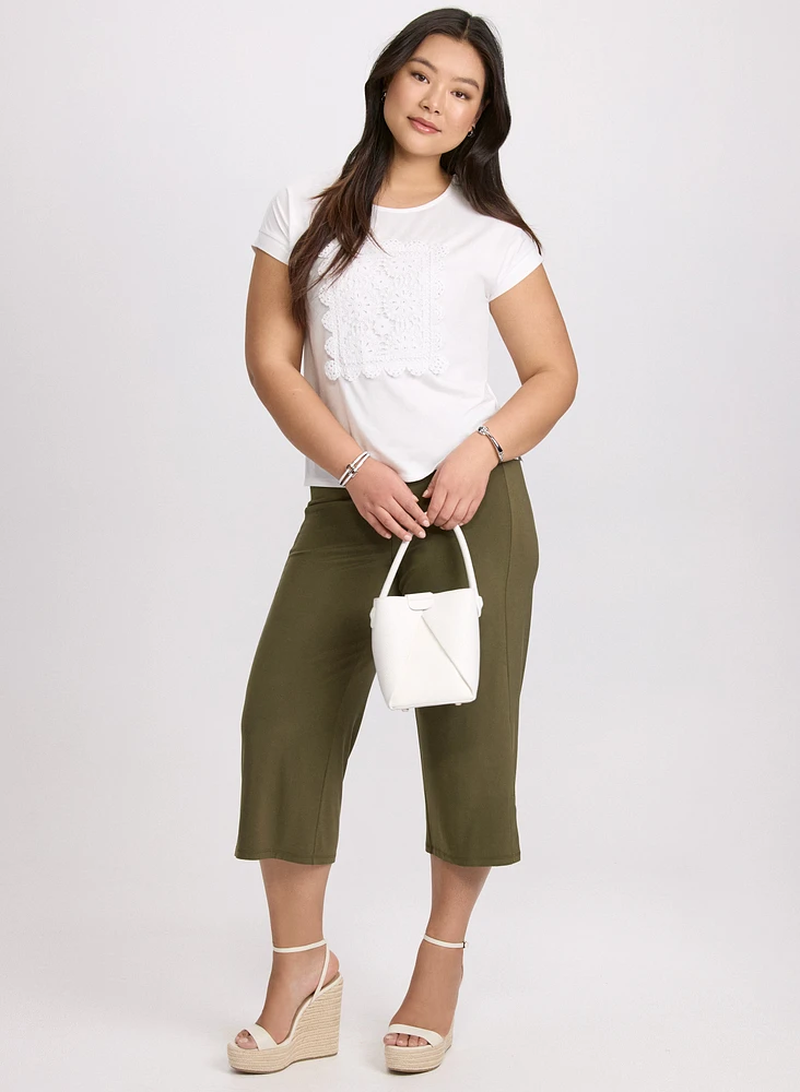 Cotton Crochet Applique T-Shirt