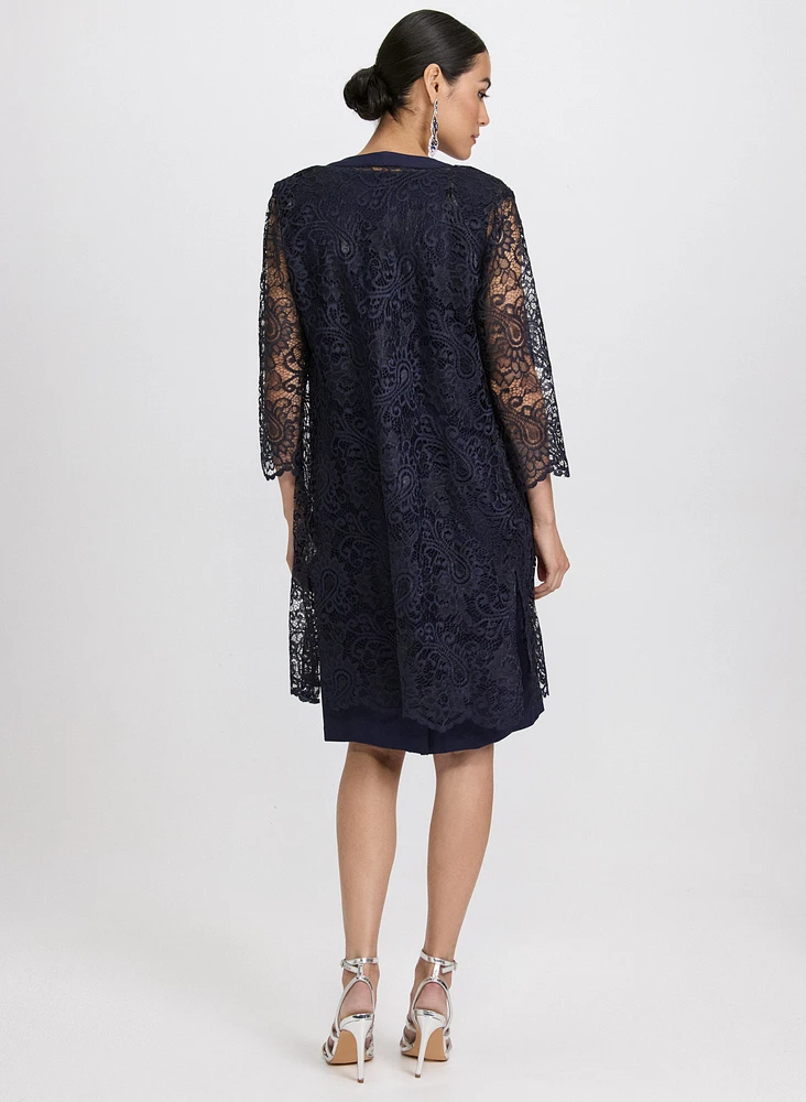 Ensemble de robe fourreau et veste en dentelle