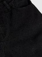 Rhinestone Detail Straight Leg Jeans