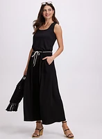 Drawstring Crinkled Maxi Skirt