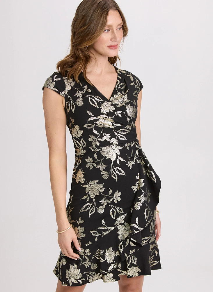 Metallic Floral Dress