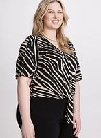 Tied-Hem Zebra Print Top