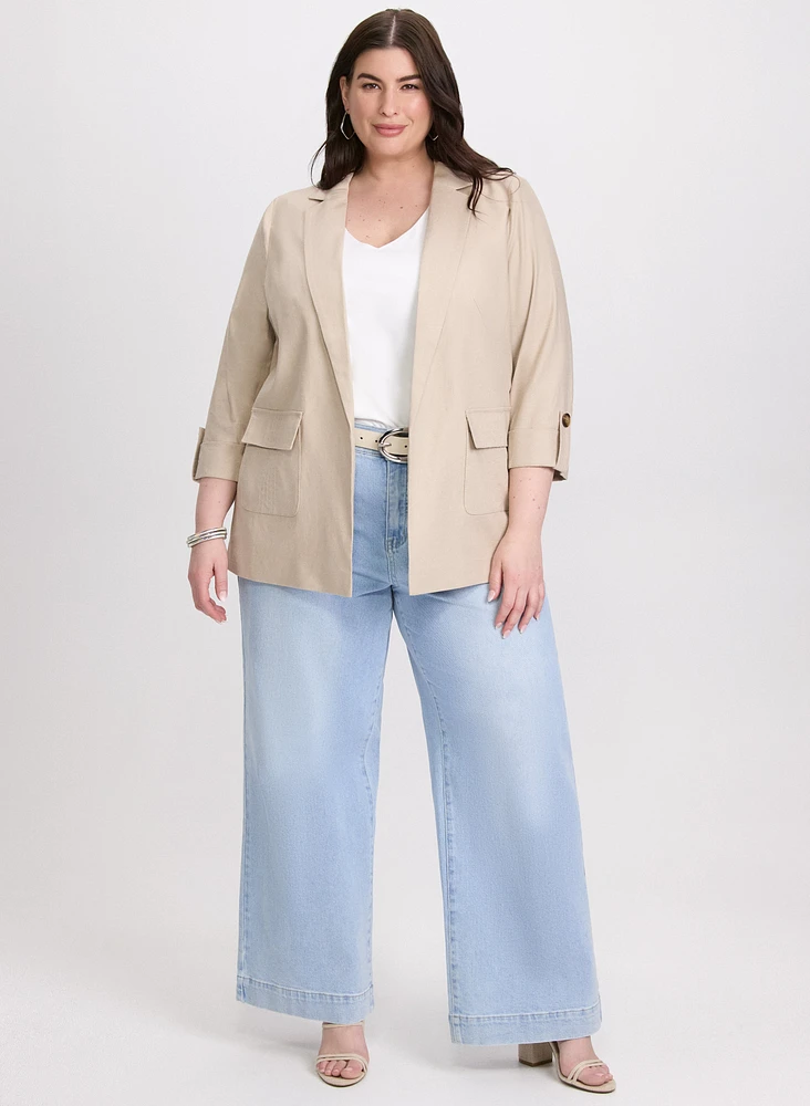 Linen-Blend Blazer & Wide-Leg Jeans