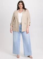 Linen-Blend Blazer & Wide-Leg Jeans