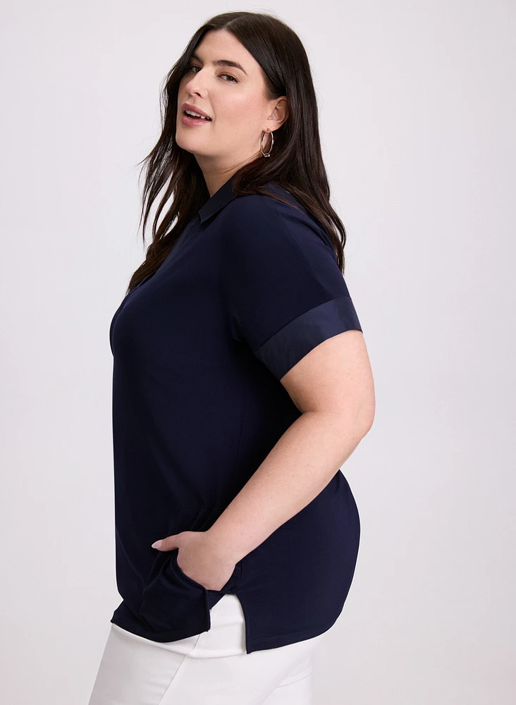 Joseph Ribkoff - Tonal Trim Polo Top