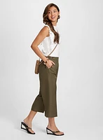 Wide Leg Linen-Blend Capris