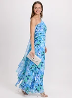 Floral Waterfall Drape Dress