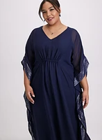 Foil Trim Kaftan Dress