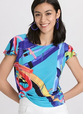 Abstract Flutter Sleeve Top