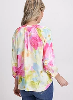 Blouse florale sans col