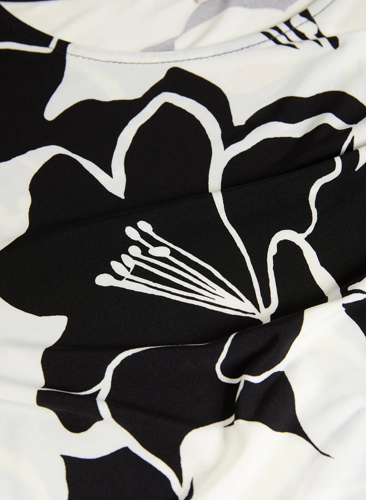 Sheer Sleeve Floral Print Top